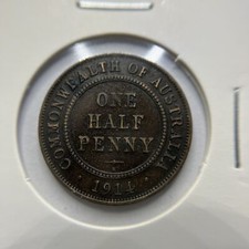 1914 h Half Penny Coin - Extremely Fine - Scarce George V Predecimal