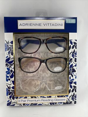 Adrienne Vittadini 3 Pair Premium Reading Glasses +2.00