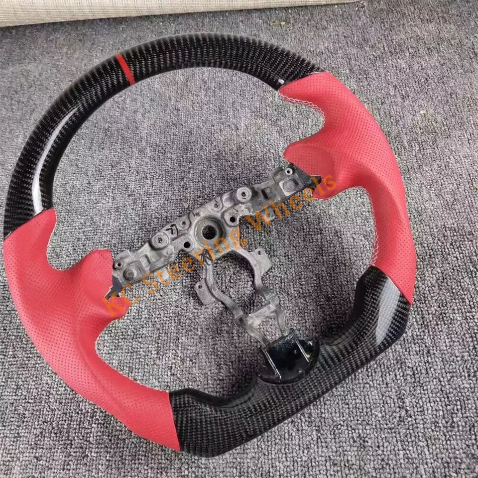 Carbon Fiber Red Perforated leather Steering Wheel For 2012-2024 Nissan Sentra - Image 3 of 4