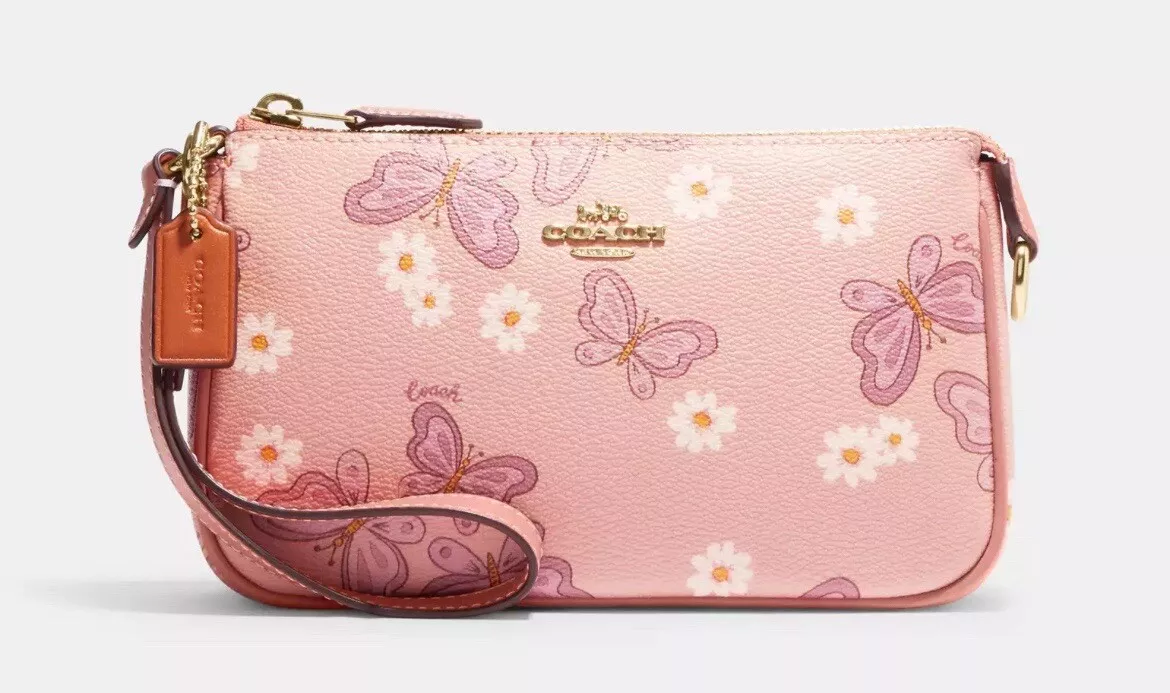 Coach pink hotsell butterfly wristlet