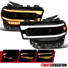 Fit 2019-2024 Dodge Ram 2500 Smoke Black Projector Headlights LED Sequential