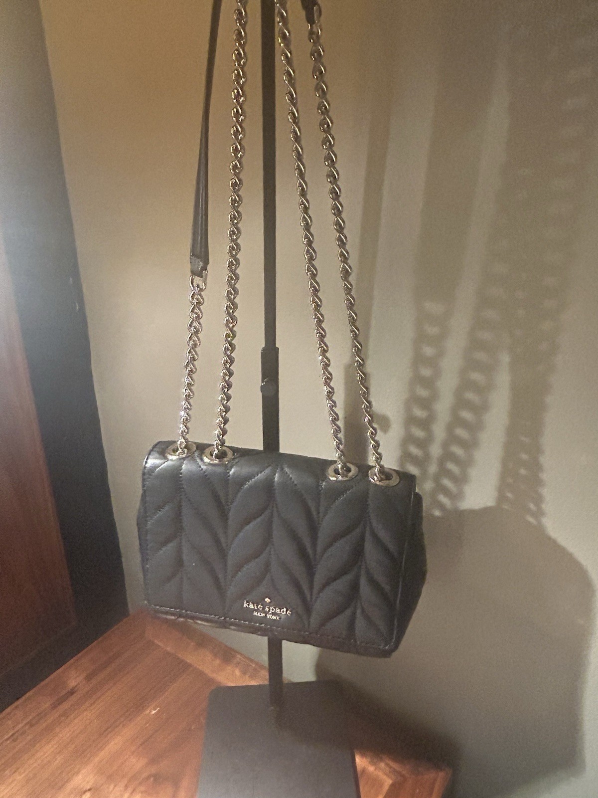 Kate Spade Briar Lane Quilted Emelyn Black Leather Shoulder Bag Crossbody Chain image 3