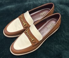 NWOT  Franco Sarto Colette Two-Tone Loafers with Gold Detail Size 8.5W