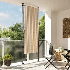 WALPLUS Outdoor Roller Blind Yellow White 100x270 cm Fabric Steel Patio