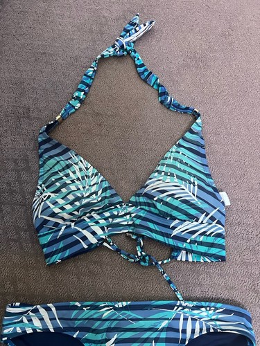 LAUREN RALPH LAUREN Blue Palm Print 2 Piece Bikini - Size - Picture 4 of 7