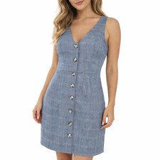 NEW Show me Your Mumu Gray Arlette Plaid Mini Dress Button Front Women Size M