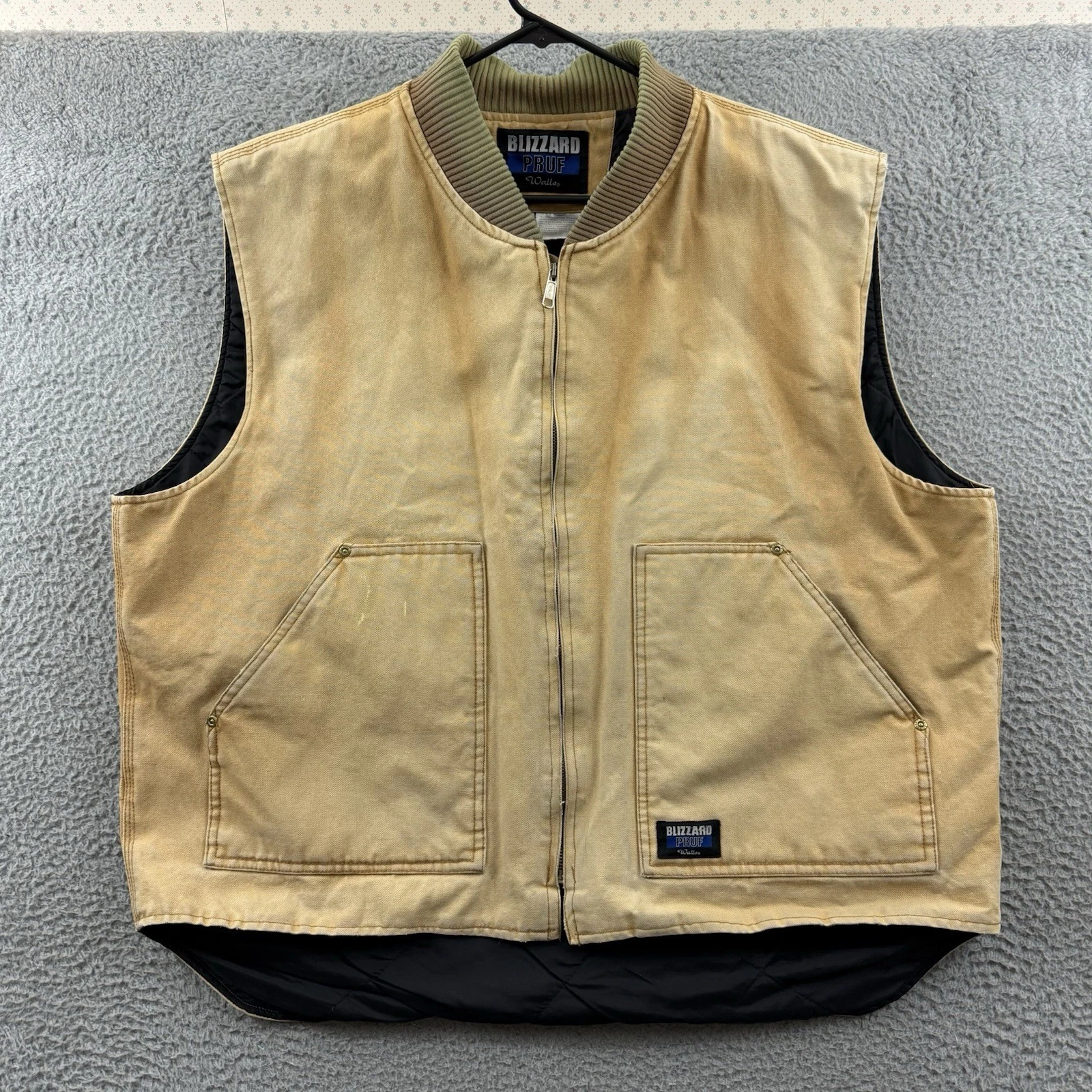 Vintage Walls Blizzard Pruf Vest Men 2XL Duck Canvas Insulated Quilted Lined Zip