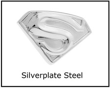 SUPERMAN Tie Tack / Lapel Pin - 1" Silverplate Steel - High Polish - Pinch Clasp