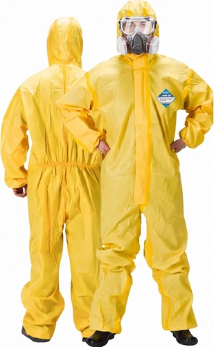 Hazmat Suit with Hood, Type 3-6 Chemical Coverall, Taped Seams, XL - product listing photo