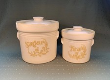 Vintage Pfaltzgraff Cottage Pattern Ceramic Tea & Sugar Canisters USA
