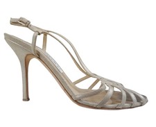 JIMMY CHOO 39 Heels Brown Strappy Satin Stiletto Sandals 8.5