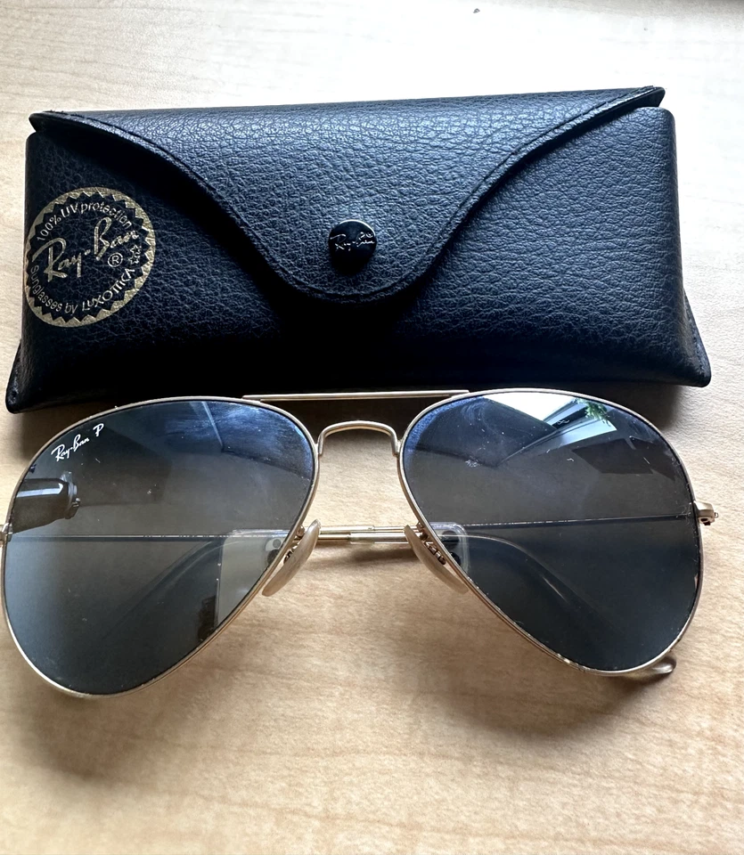 Óculos de sol Ray-Ban masculino aviador flash polarizado dourado RB3025 58mm-14 112/W3 - Imagem 2 de 4