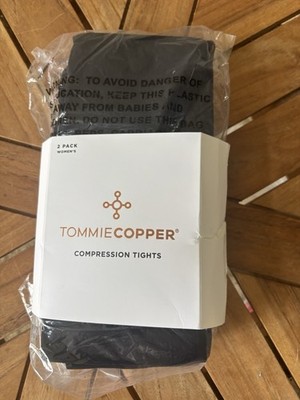 NWT Tommie Copper Ultrafit Compression Tights 2 Pk Women M Black Stretch Wicking