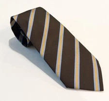New E.MARINELLA NAPOLI Brown-Blue-Gold Stripe Classic 3.5" Silk Tie New with Tag