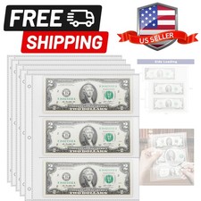 50 Pack Currency Sleeves, 3-Pocket Banknote Sleeves, 8.5  11 Sheet Protector...