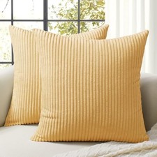 Decorative Throw Pillow Covers 18x18, Set 18" x 18" Pack of 2 Light Yellow