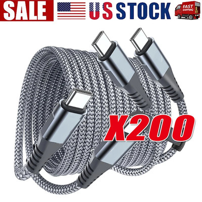 60W USB-C to USB-C Cable Fast Charger lot PD Nylon Cord For iPhone 16 Samsung