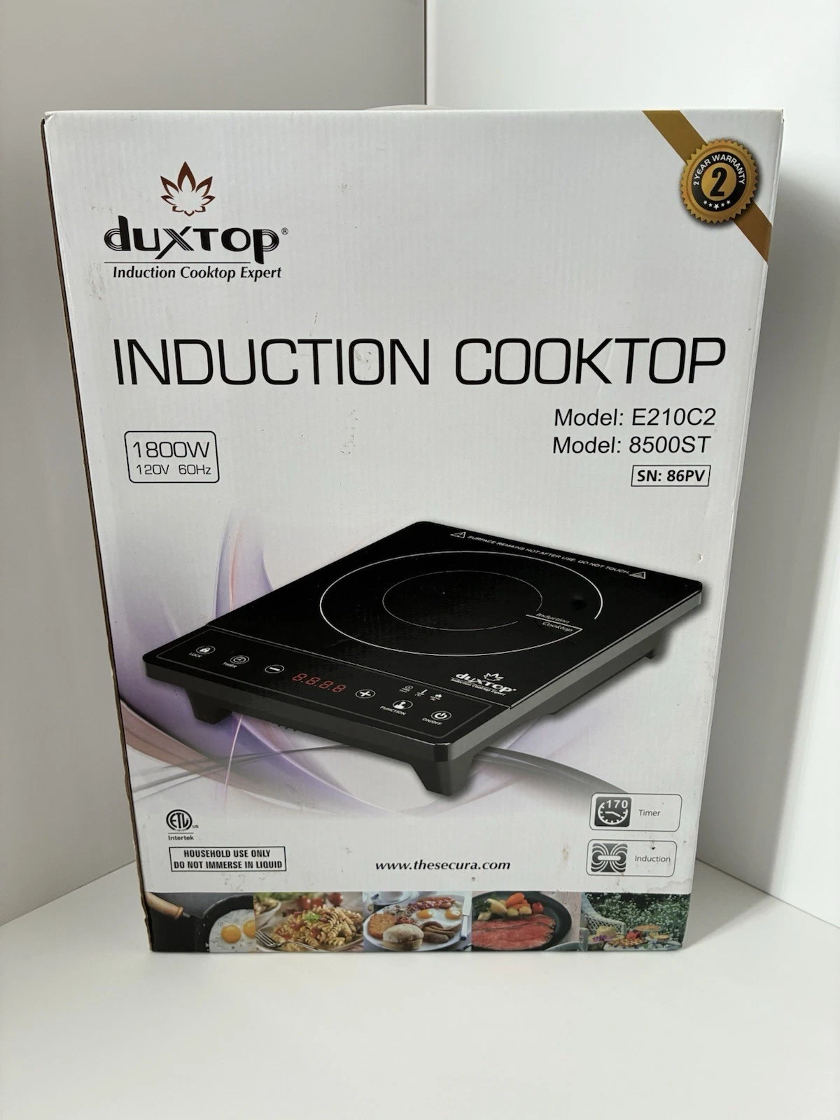Duxtop Induction Cooktop Burner Black model E210C2 8500ST New In Box 1800W 120V
Opens in a new windo