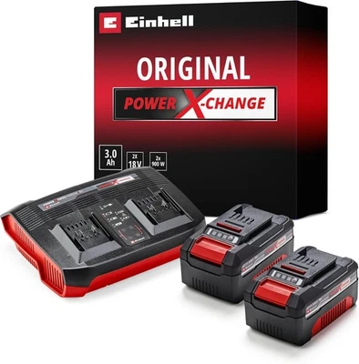 Einhell Starter Kit PXC 2 x 3,0 Ah Akkus 18 V Ladegerät Twincharger Power X-Chan
