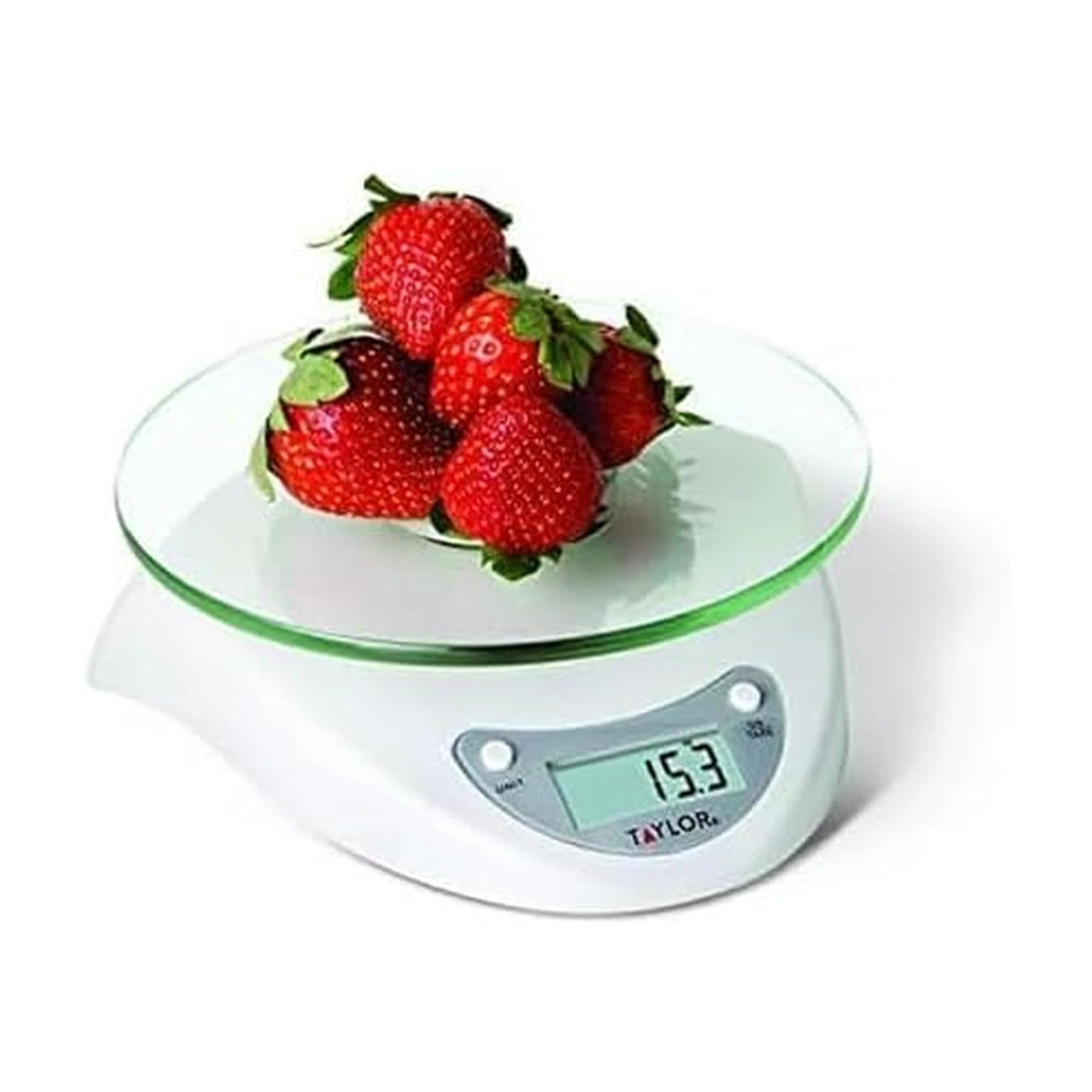 Digital Kitchen Scale with Glass Platform, Tare Button, and Plastic Body Weig...