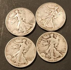 Walking Liberty Half Dollars 90% Silver US Coins 1940s Lot Of 4