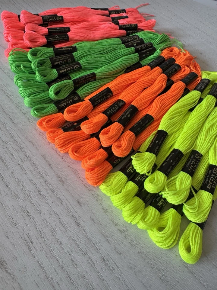 Coats & Clark Cotton Embroidery Floss Thread~Lot of 40 Skeins~Bright Neon Colors - Image 3 of 4