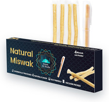 4 Pcs Miswak Sticks with Holder - Vacuum Sealed Natural Chewing Miswak Sticks fo