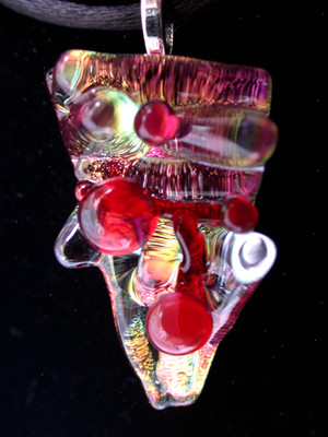 Dichroic Sculptured Fused Glass Pendant / Focal Piece / Handcrafted - TL Gallego