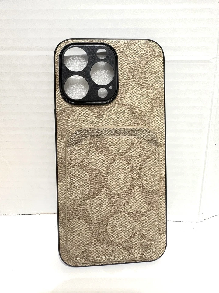 iPhone 15 Promax Phone Case Coach Case Light-Brown Designer Leather Case - Image 2 of 2