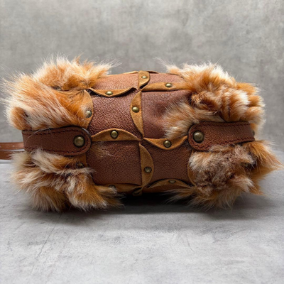 バッグ Jamin Puech A4 Shoulder Bag Studs 25Logo Jamin Puech Fur Patch Leather 2Way Bag Brown Studded Tote Shoulder