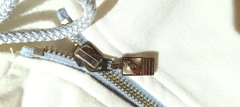 ASICS felpa smanicata hoodie zip bianca tape logo vintage 90s unisex - Imagen 4 de 4