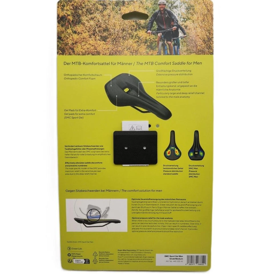 Ergon SMC Sport Gel Mens Bicycle Saddle Small/Medium Chromoly Stealth Black Seat - Image 2 of 3