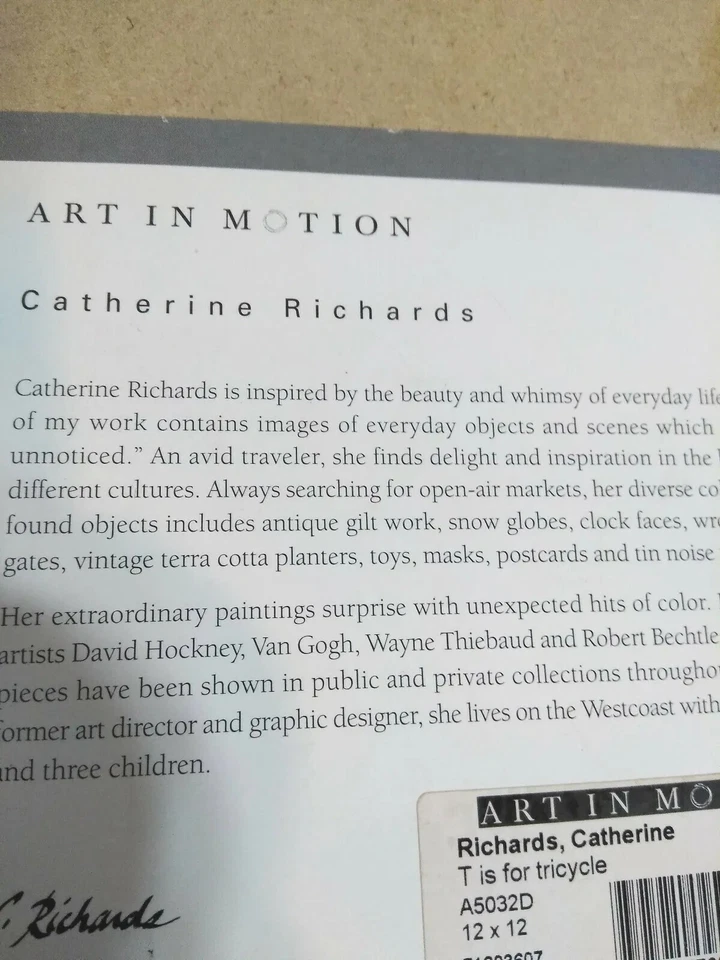 Arte de pared rojo T es para triciclo Catherine Richards niño/niñas guardería habitación infantil Foto 3 de 3