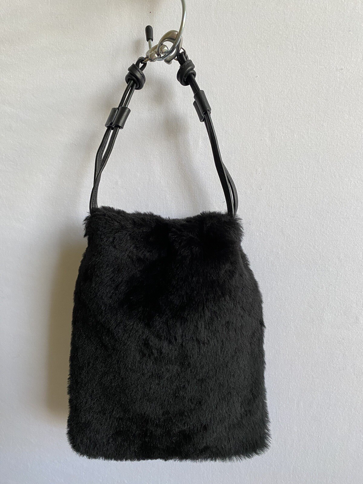 Coach Drawstring Shearling & Leather Pouch Nickel… - image 7