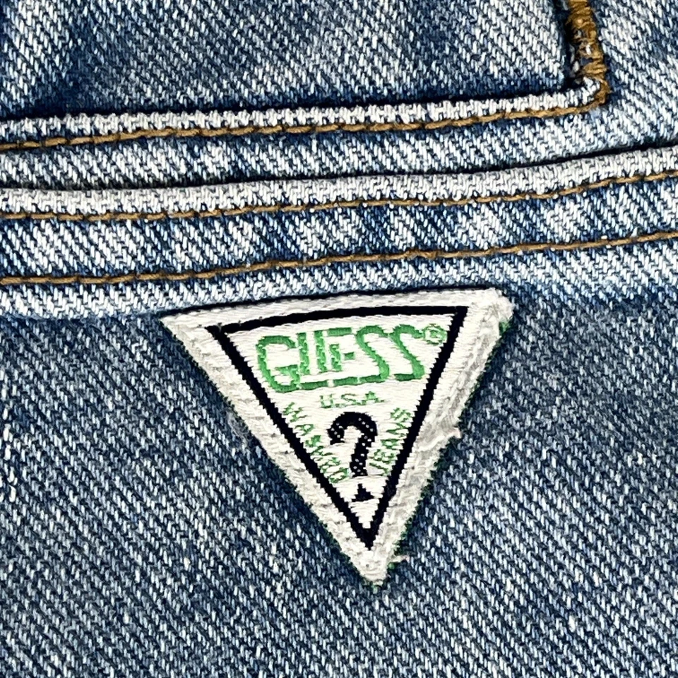 Pantalones Cortos Jean Guess Para Hombres 29 De Colección Años 90 Hechos en EE. UU. Botón Mosca Verde Triángulo Foto 4 de 4