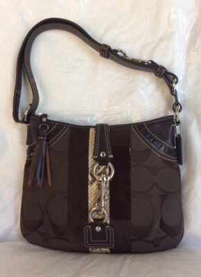 バッグ coach shoulder bag signature leather coach signature canvas leather shoulder bag | eBay