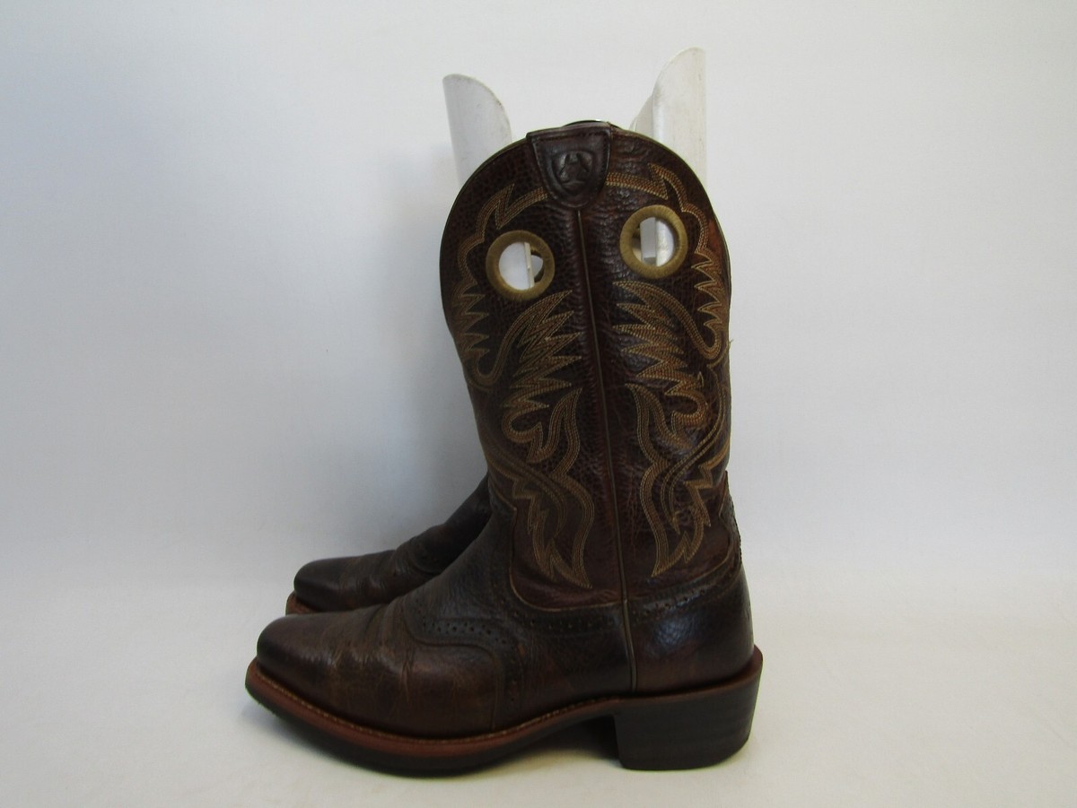 Ariat Mens Size 9 EE Brown Leather Buckaroo Stockman Cowboy  display picture 1