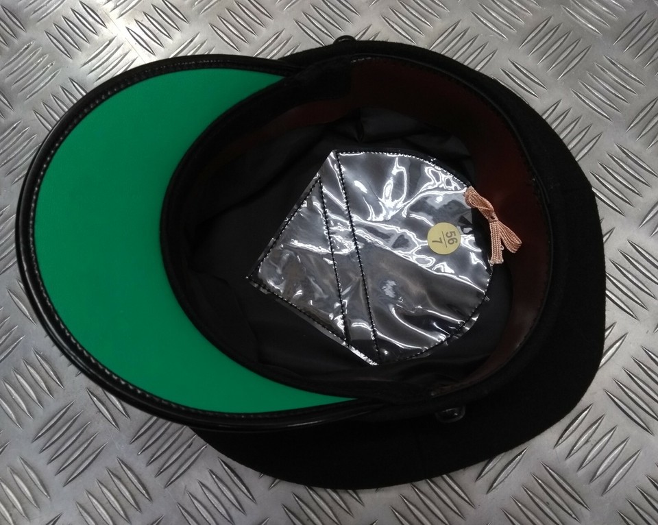 Officers Uniform Hat Dress Visor Cap Black Felt & Chinstrap No Insignia