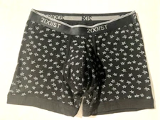 New 2(X)IST Black White Star Print Cotton Boxer Brief Underwear sz M #315 2xist