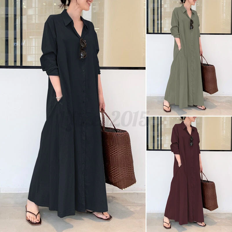 Button down shop maxi shirt dress