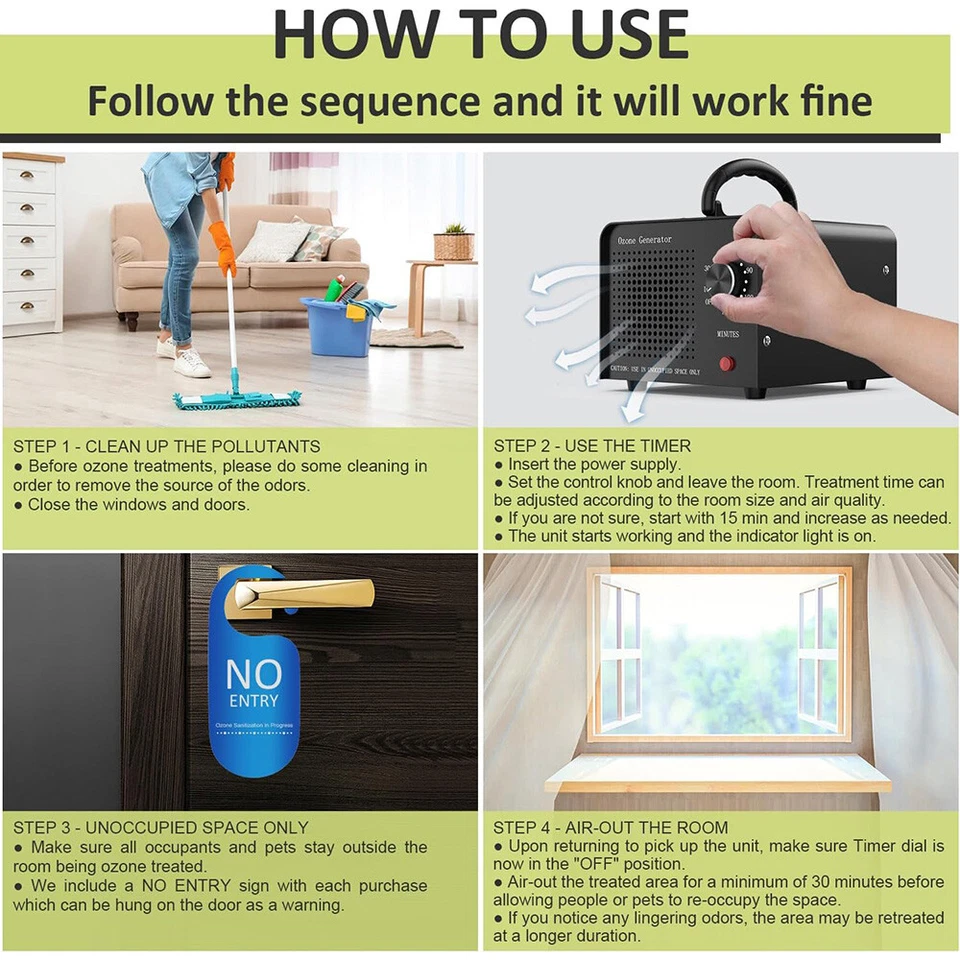 Industrial Ozone Generator Machine Air Purifier Ionizer Ozonator w/ Timer - Image 4 of 4