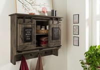 Wandgarderobe Flur Garderobe Echtholz Mango Massiv Grau Dunkel 90X75 Ohne Aufbau