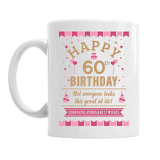 60th Birthday Happy Gift Present Idea Women Ladies Female Lady Keepsake 60 Mug