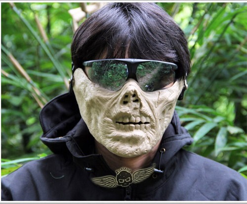 Skeleton Half Face Mask Motorcycle Costume Halloween Party Airsoft Skull Mask US - Picture 29 of 31