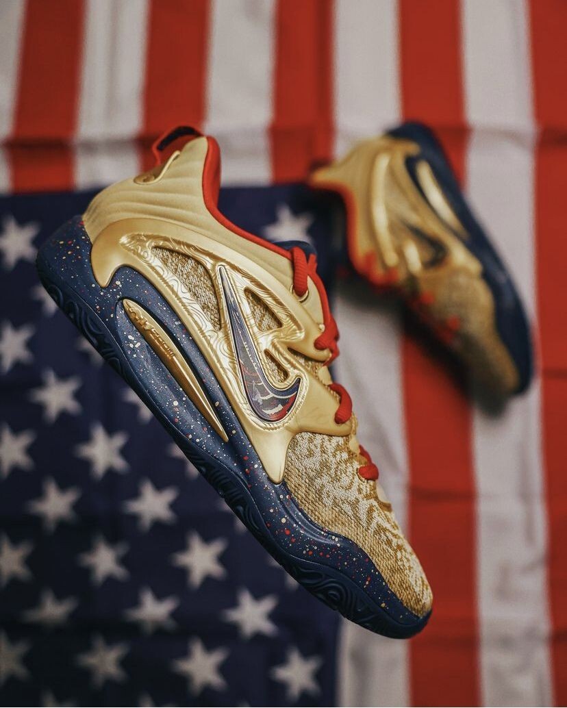 Nike KD 15 \'Olympic\' Metallic Gold/Navy-Red Basketball Shoes M 5.5, W 7 KD 15 “Olympic” DC1975-700 Gold/Navy-Red - SoleSnk main image 4