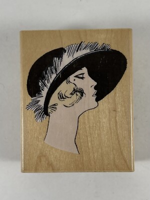Hero Arts BRIMMED HAT WITH FUR Rubber Stamp 1920s Flapper Lady E2487