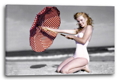 Wandbild Marilyn Monroe am Strand on beach retro vintage 50er Model