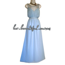 QUIZ BLUE SILVER EMBROIDERED BEADED MAXI OCCASION EVENING PARTY DRESS SIZE 20
