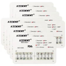 10X AZDENT Mini/Standard Roth/MBT 018/022 Hooks 3/3 4 5 Dental Metal Brackets