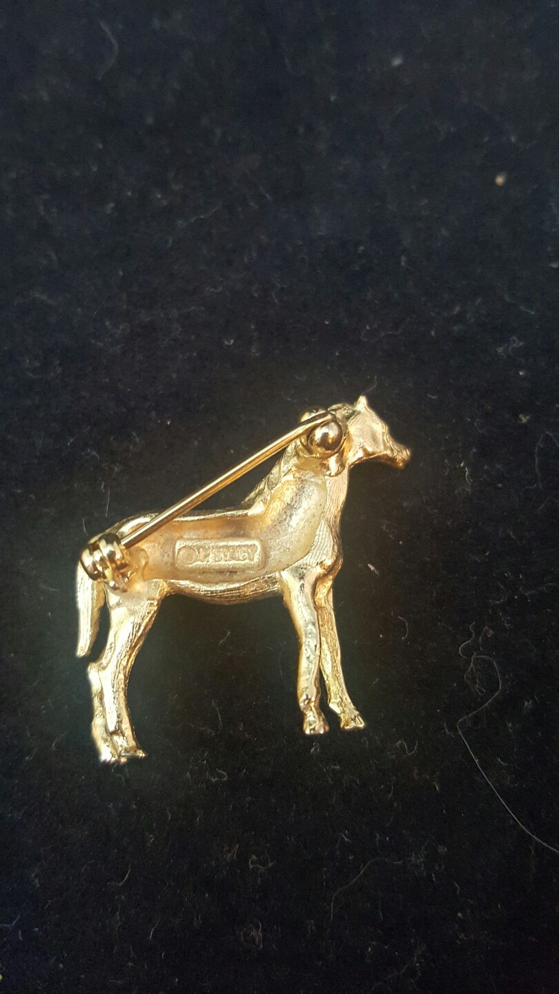 RARE VINTAGE P. STACY Gold Tone Horse Pin Brooch EUC eBay